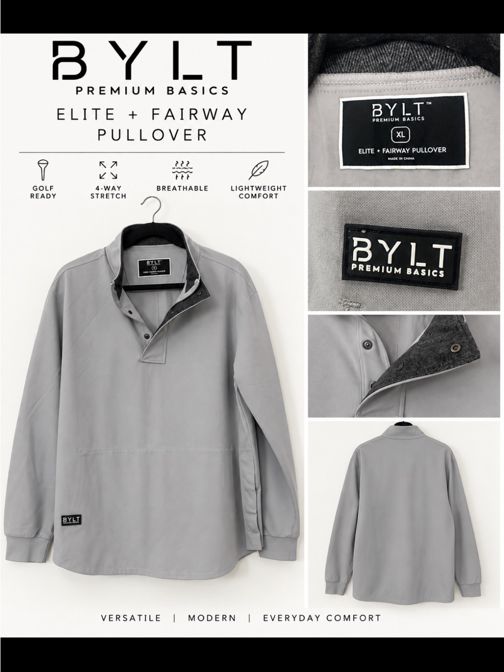 BYLT Basics Elite + Fairway Pullover - Gray
